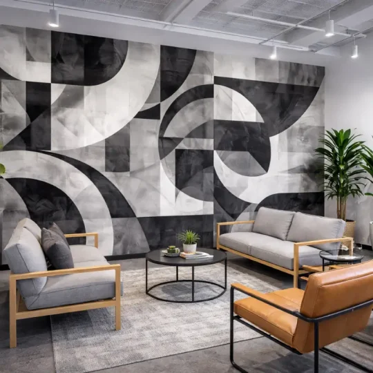 Monochrome Geometric Wall Mural